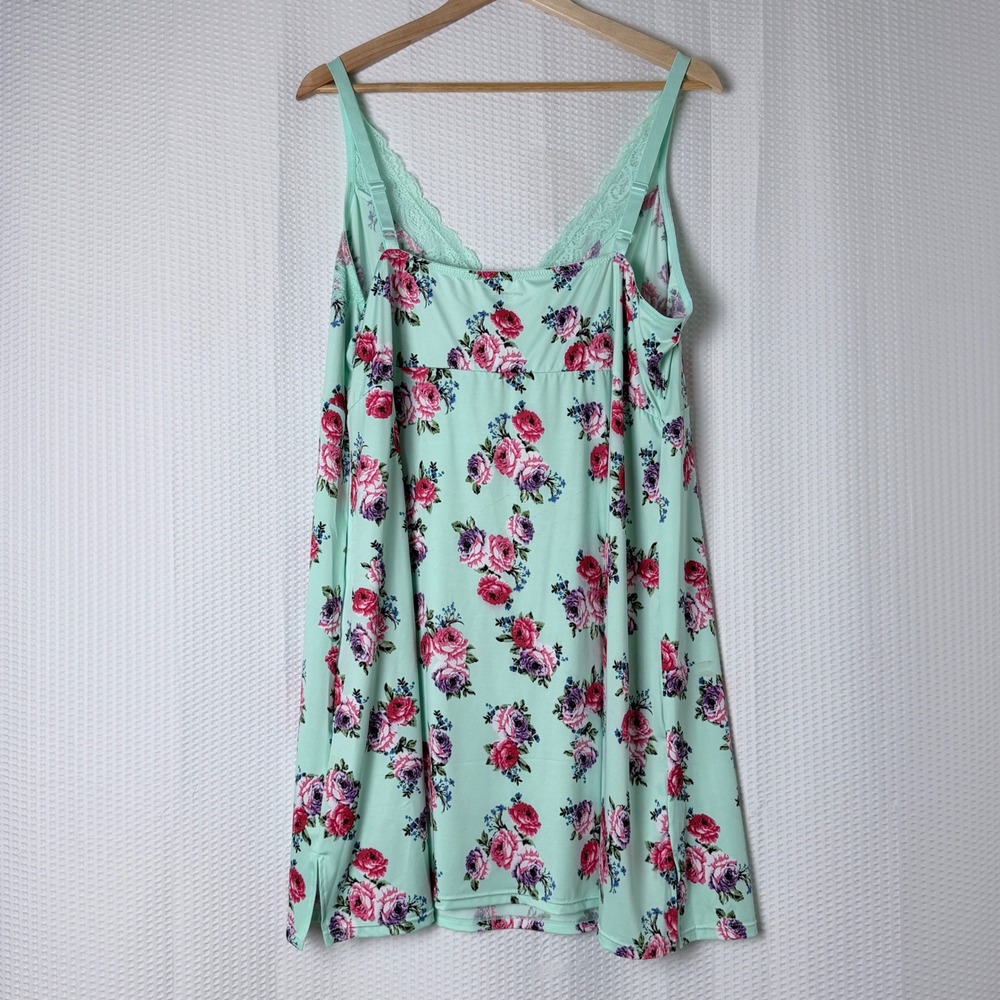 Avenue Body Chemise Women 22/24 Green Floral Lace Sleepwear Plus Size Romantic - Picture 2 of 11
